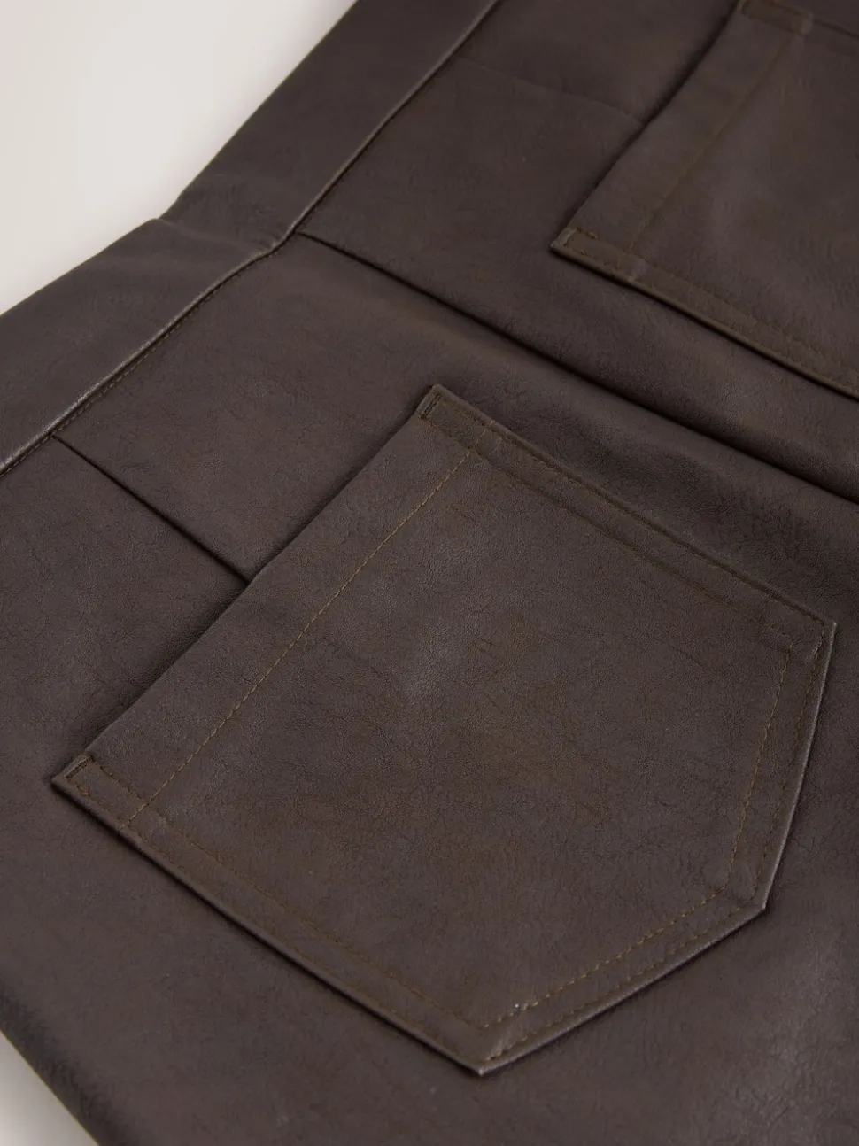 Chocolate Brown Faux Leather Flared Trousers