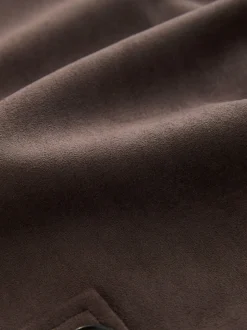 Chocolate Brown Faux Suede Cropped Trench Coat