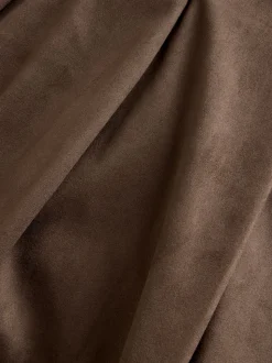 Chocolate Brown Faux Suede Midi Kilt Skirt