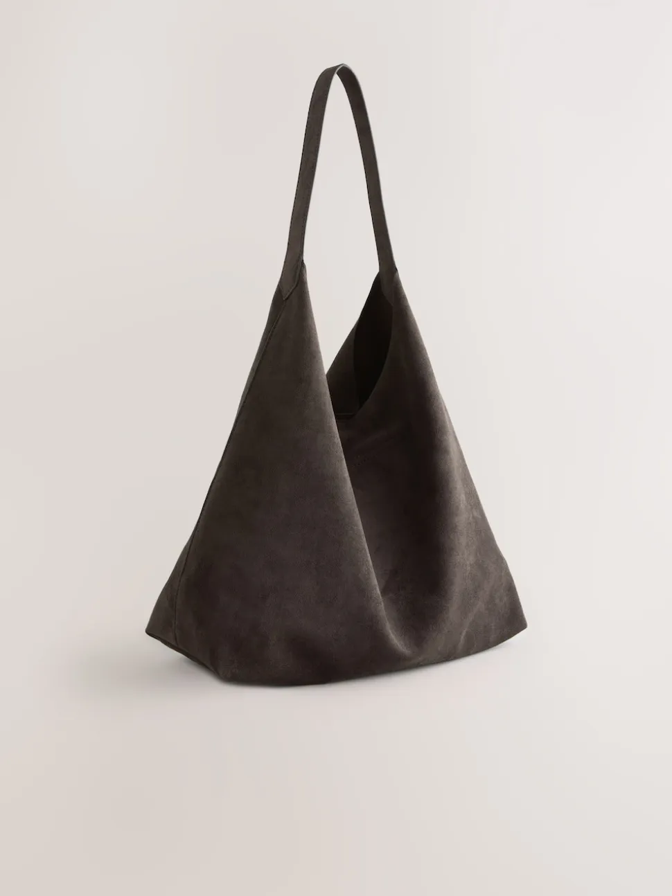 Chocolate Brown Faux Suede Slouchy Shoulder Bag