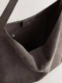 Chocolate Brown Faux Suede Slouchy Shoulder Bag