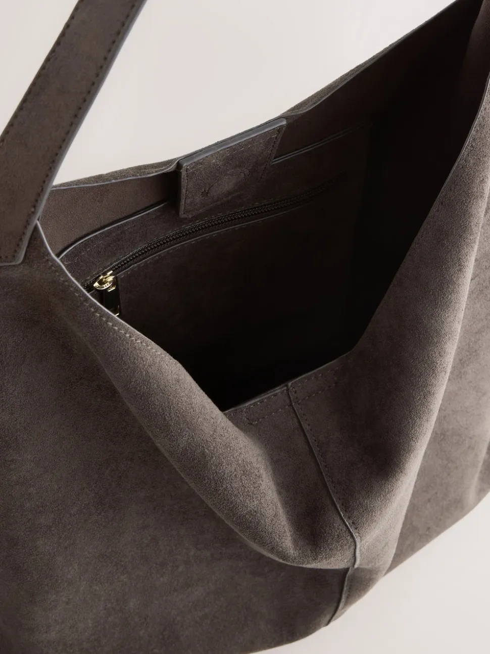 Chocolate Brown Faux Suede Slouchy Shoulder Bag