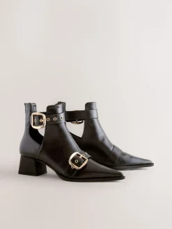 Chocolate Brown Forever Comfort® Cut Out Buckle Detail Ankle Boots