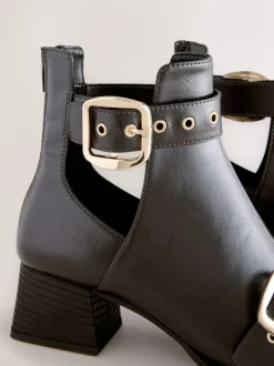 Chocolate Brown Forever Comfort® Cut Out Buckle Detail Ankle Boots