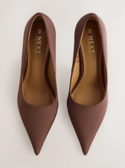 Chocolate Brown Forever Comfort® Satin Pointed Toe Court Heels
