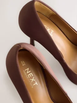 Chocolate Brown Forever Comfort® Satin Pointed Toe Court Heels