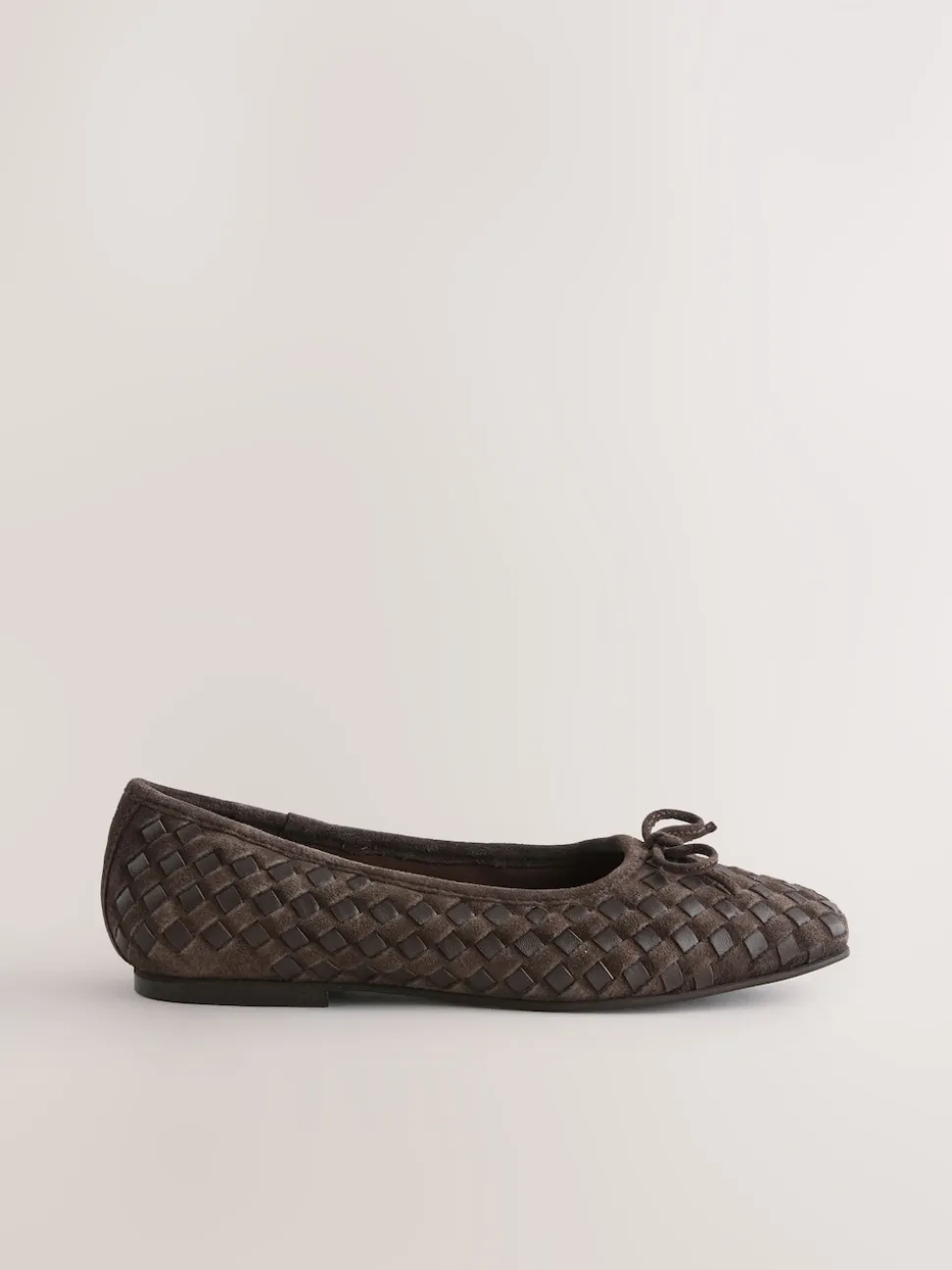 Chocolate Brown Forever Comfort® Leather Weave Ballet Flats