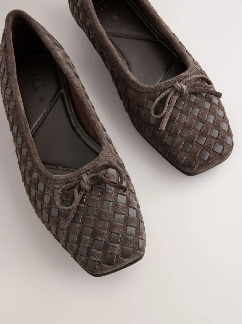 Chocolate Brown Forever Comfort® Leather Weave Ballet Flats