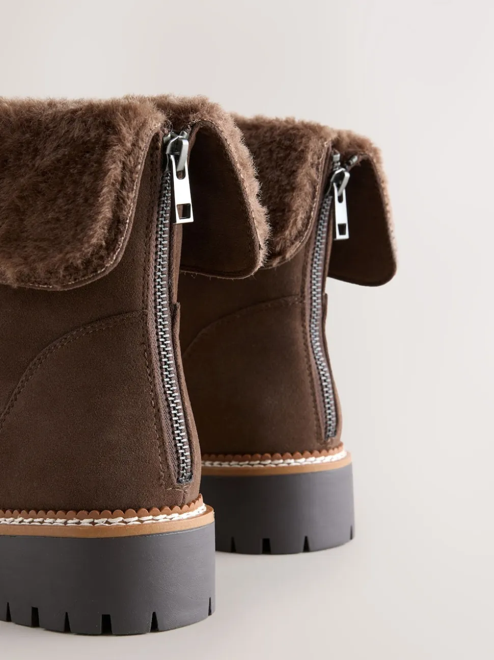 Chocolate Brown Forever Comfort® Faux Fur Cuff Ankle Boots
