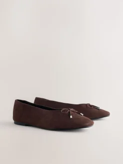 Chocolate Brown Forever Comfort® Suede High Cut Ballet Flats