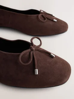 Chocolate Brown Forever Comfort® Suede High Cut Ballet Flats