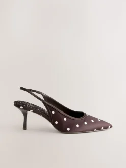 Chocolate Brown Forever Comfort® Polka Dot Point Slingback Heels