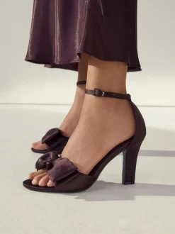 Chocolate Brown Forever Comfort® Satin Bow Block Heeled Sandals