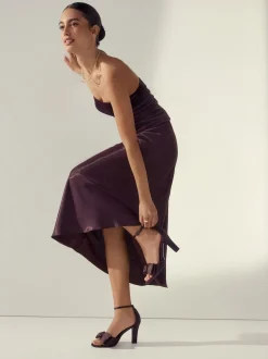 Chocolate Brown Forever Comfort® Satin Bow Block Heeled Sandals