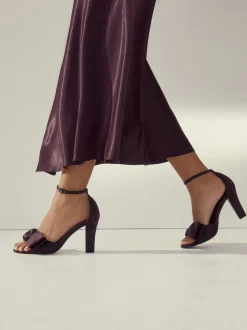 Chocolate Brown Forever Comfort® Satin Bow Block Heeled Sandals