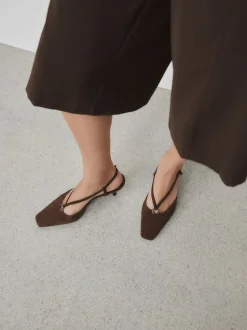 Chocolate Brown Forever Comfort® Leather Hardware Slingback Heels