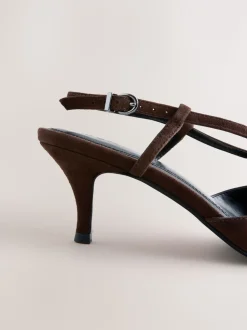 Chocolate Brown Forever Comfort® Leather Hardware Slingback Heels