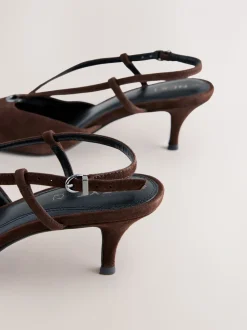 Chocolate Brown Forever Comfort® Leather Hardware Slingback Heels