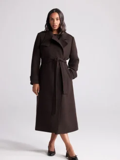 Chocolate Brown Formal Funnel Neck Coat