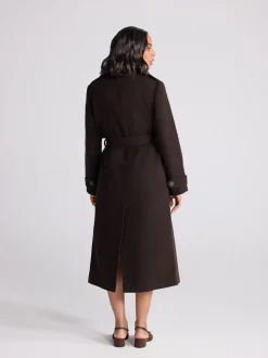 Chocolate Brown Formal Funnel Neck Coat