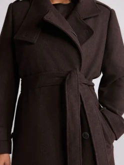 Chocolate Brown Formal Funnel Neck Coat