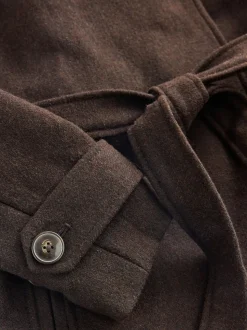 Chocolate Brown Formal Funnel Neck Coat