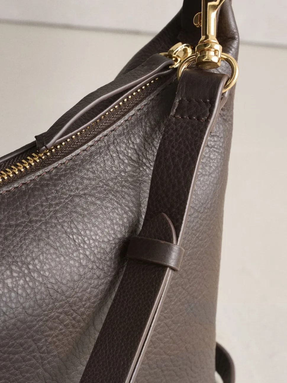 Chocolate Brown Hand Held Leather Bag