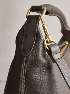 Chocolate Brown Hand Held Leather Bag
