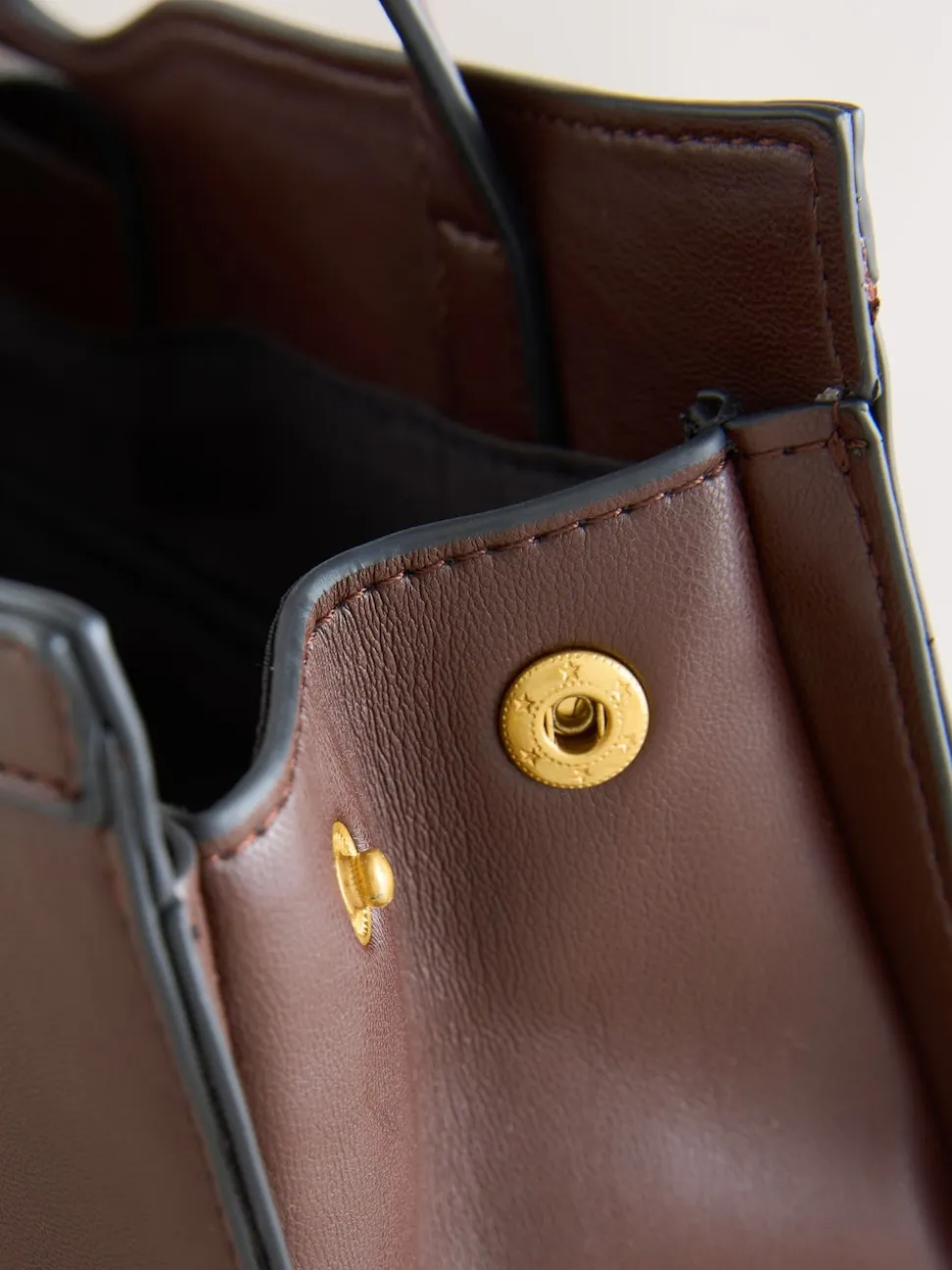 Chocolate Brown Hardware Detail Shoulder Bag