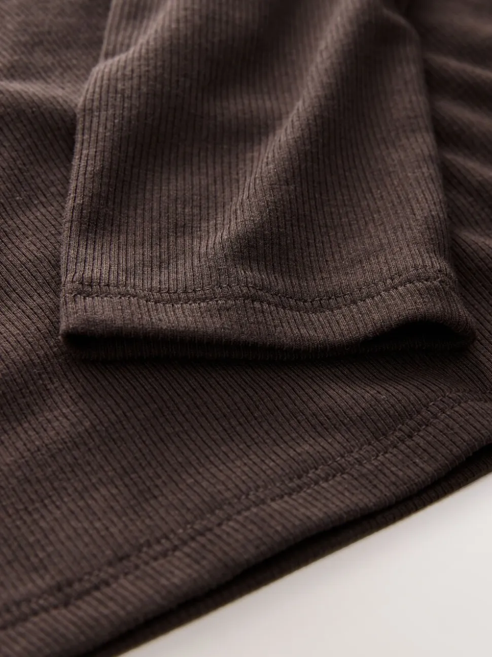 Chocolate Brown High Neck Long Sleeve Top with TENCEL™ Lyocell