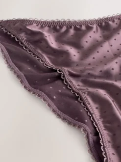 Chocolate Brown High Shine Spot Tanga Knickers