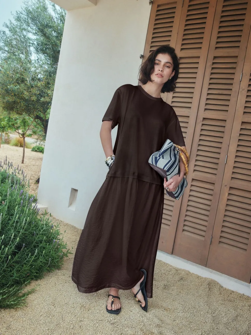Chocolate Brown Jersey Two In One T-Shirt Dress