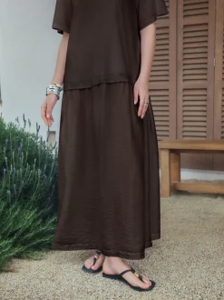 Chocolate Brown Jersey Two In One T-Shirt Dress