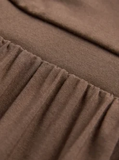 Chocolate Brown Jersey Waisted Summer Dress