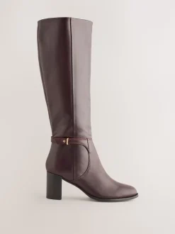 Chocolate Brown Leather Forever Comfort® Hardware Trim Knee High Boots