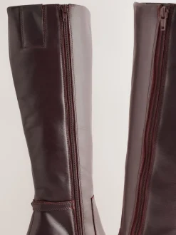Chocolate Brown Leather Forever Comfort® Hardware Trim Knee High Boots