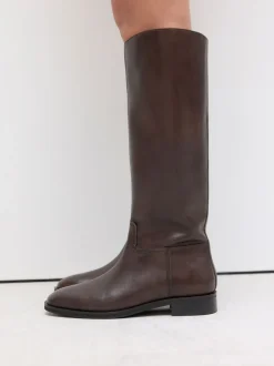 Chocolate Brown Leather Standard/Wide Fit Forever Comfort® Flat Riding Boots