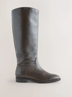 Chocolate Brown Leather Standard/Wide Fit Forever Comfort® Flat Riding Boots