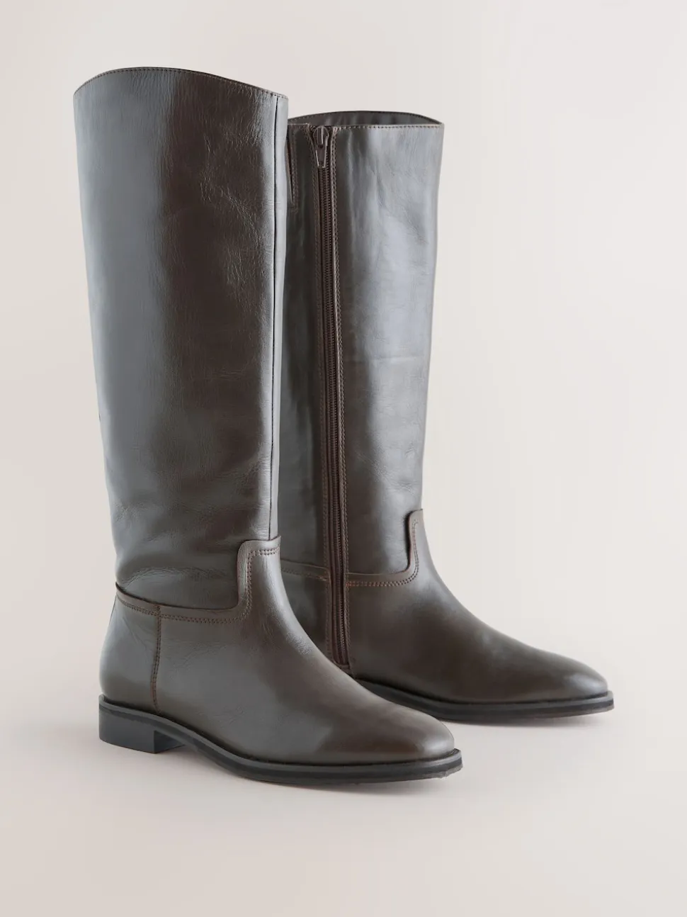 Chocolate Brown Leather Standard/Wide Fit Forever Comfort® Flat Riding Boots