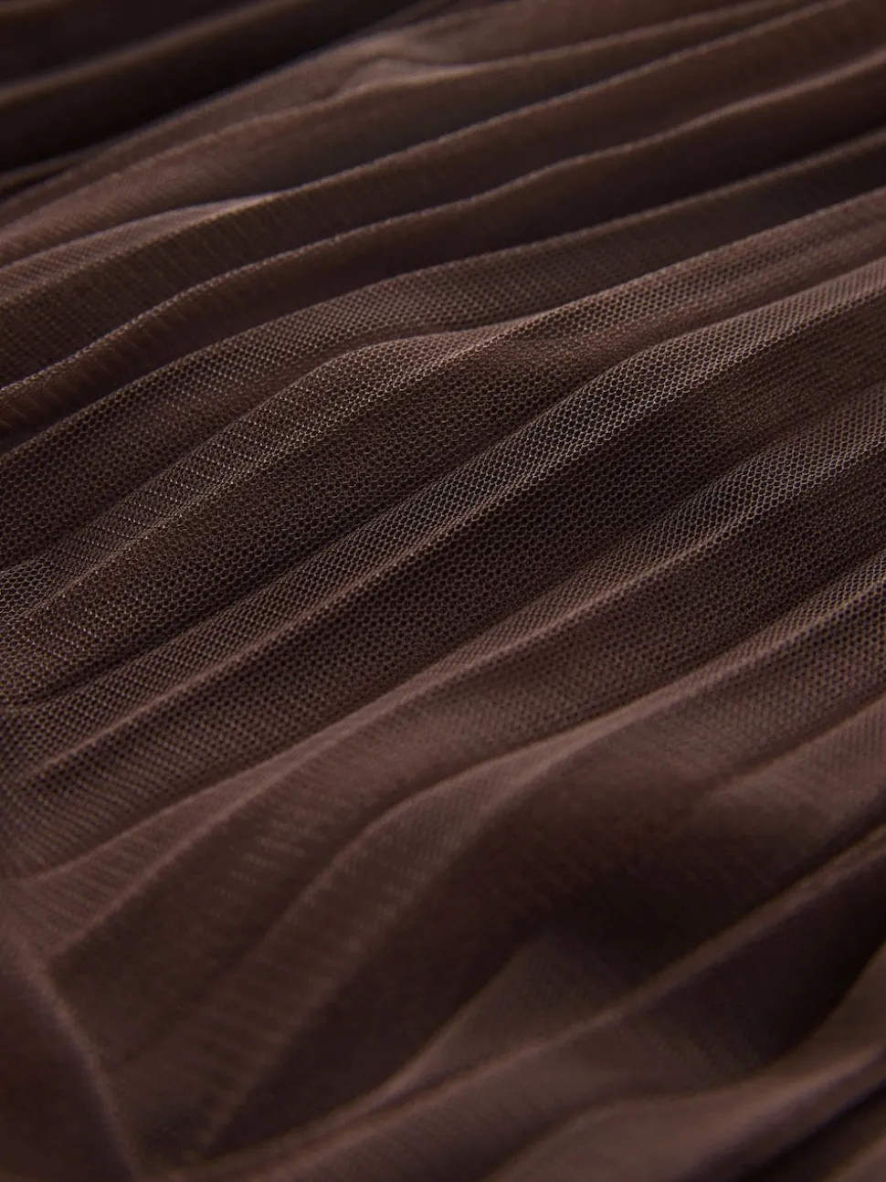 Chocolate Brown Mesh Pleated Maxi Skirt