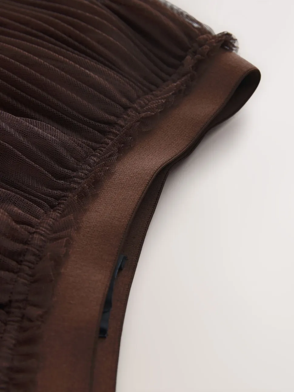 Chocolate Brown Mesh Pleated Maxi Skirt