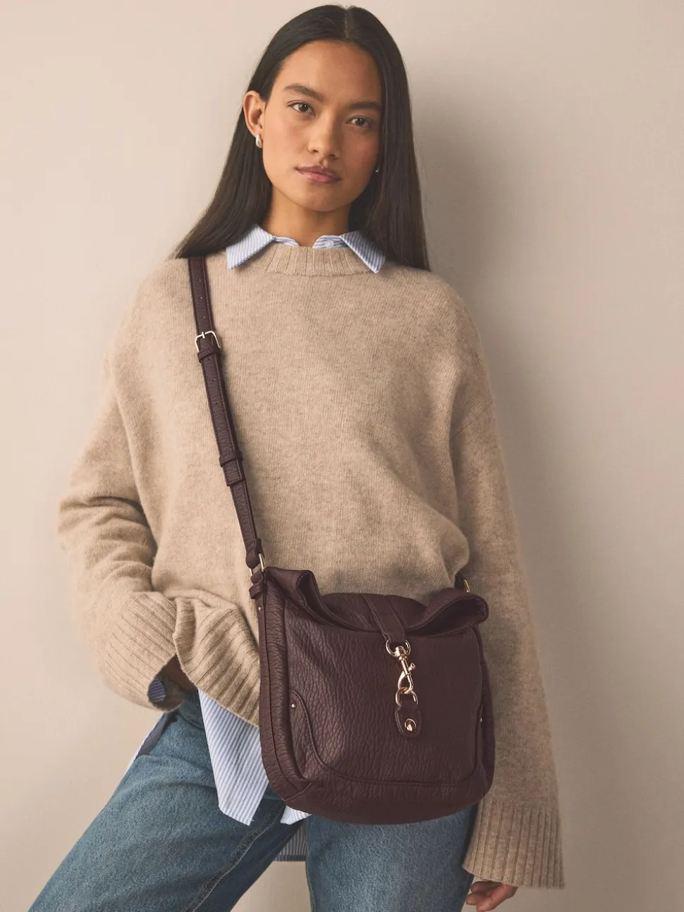 Chocolate Brown Messenger Cross-Body Bag