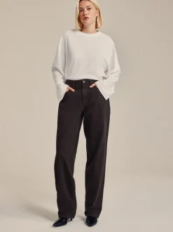 Chocolate Brown Mid Rise Wide Leg Baggy Jeans