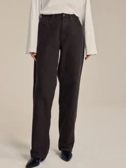 Chocolate Brown Mid Rise Wide Leg Baggy Jeans