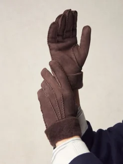 Chocolate Brown N. Premium Leather Sheepskin Gloves