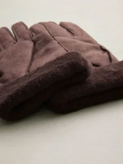 Chocolate Brown N. Premium Leather Sheepskin Gloves
