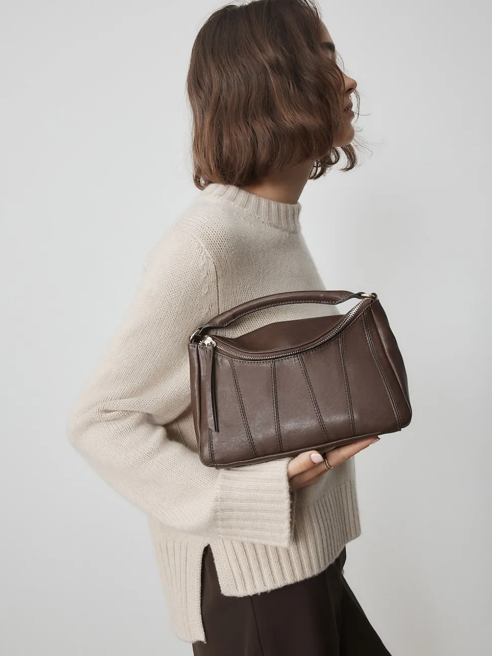 Chocolate Brown Panel Cross-Body Bag