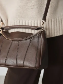 Chocolate Brown Panel Cross-Body Bag