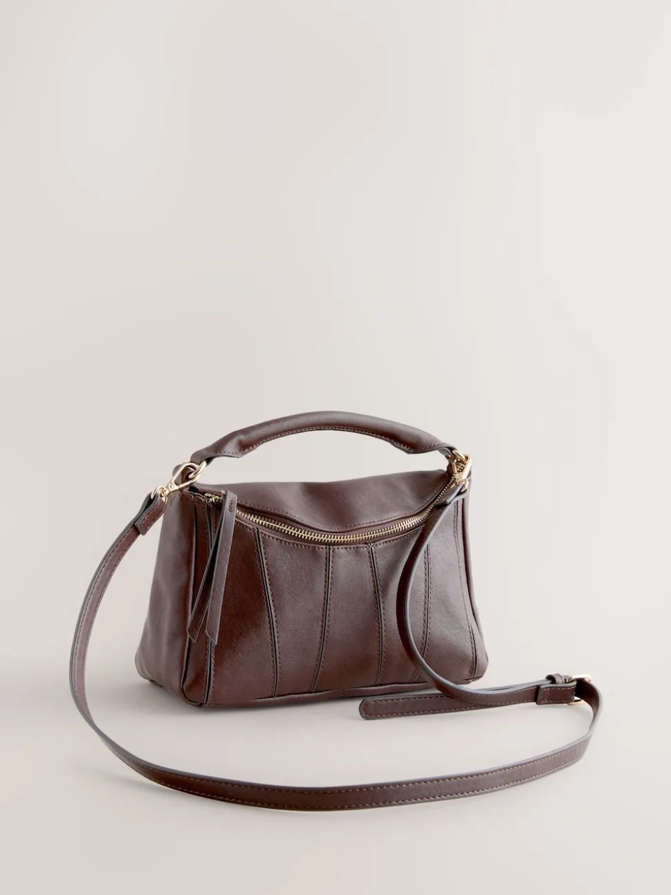 Chocolate Brown Panel Cross-Body Bag