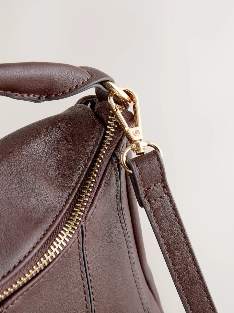 Chocolate Brown Panel Cross-Body Bag